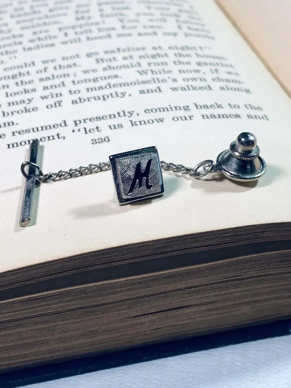 W or M tie tack pin vintage